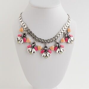 Stella & Dot Callie Statement Necklace Crystal Rhinestone Floral Silver Tone